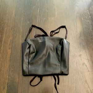 Spaghetti strap leather crop top